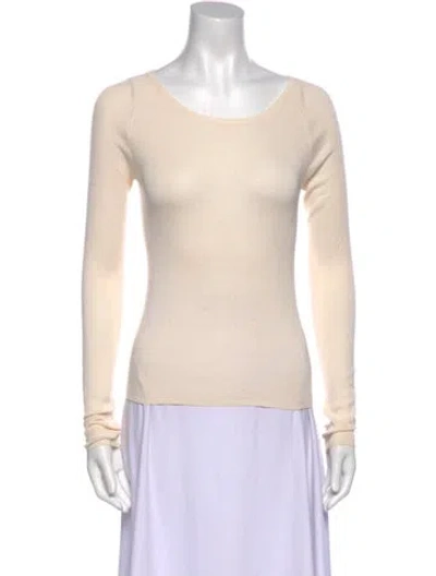 Pre-owned Akris Silk Bateau Neckline Top In Neutral