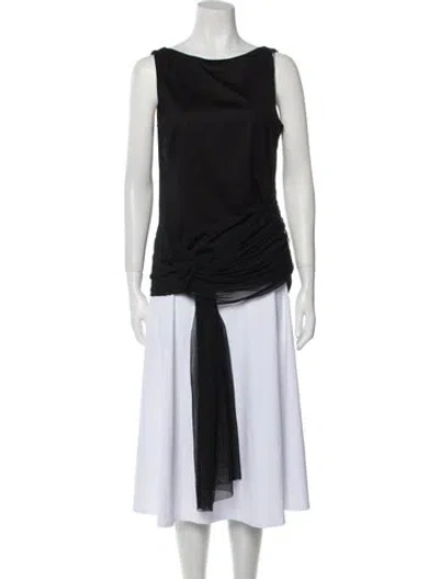 Pre-owned Akris Silk Bateau Neckline Tunic In Black