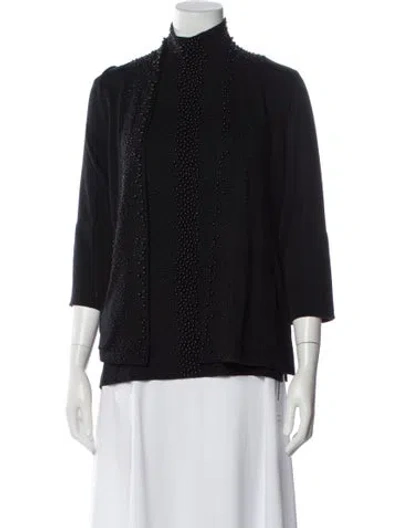 Pre-owned Akris Silk Beaded Accents Set In Black