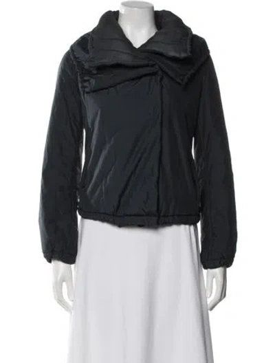 Pre-owned Akris Silk Biker Jacket In Blue