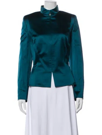 Pre-owned Akris Silk Biker Jacket In Green