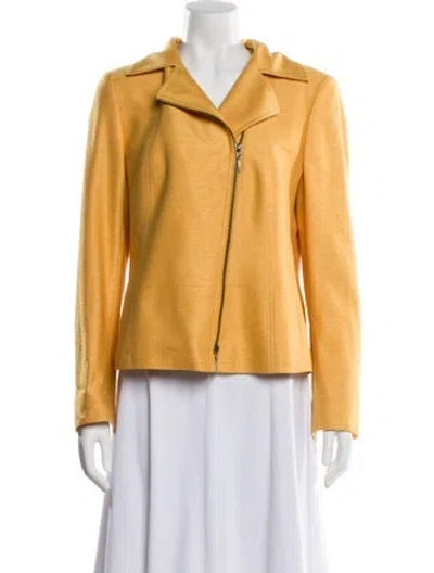 Pre-owned Akris Silk Biker Jacket In Yellow