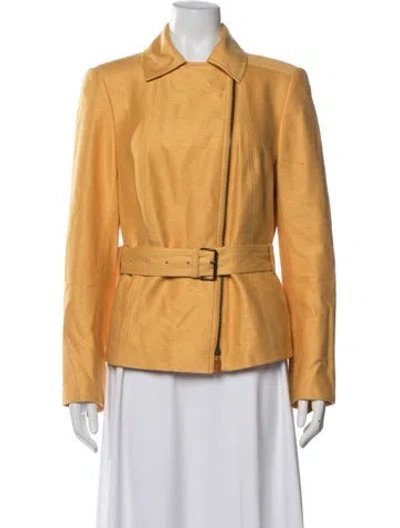 Pre-owned Akris Silk Biker Jacket In Yellow