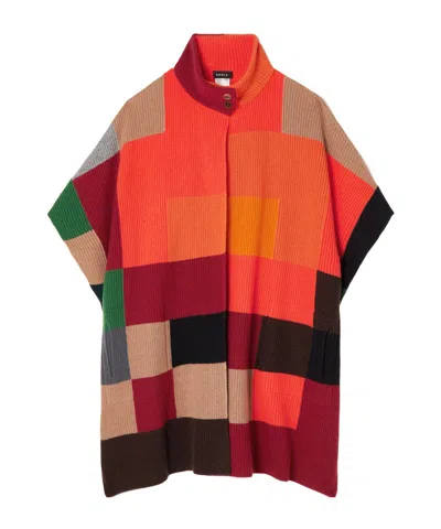 Akris Silk Blend Turtleneck Cape In Red