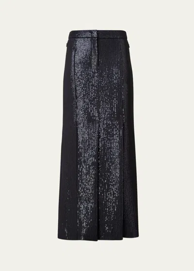 Akris Silk Chiffon Sequin Maxi Skirt In Black