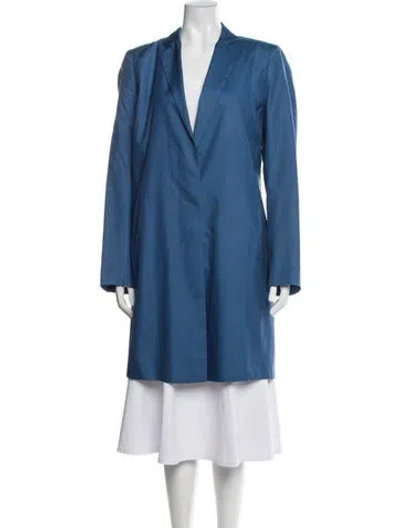 Pre-owned Akris Silk Coat In Blue