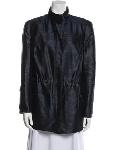 Pre-owned Akris Silk Coat In Blue