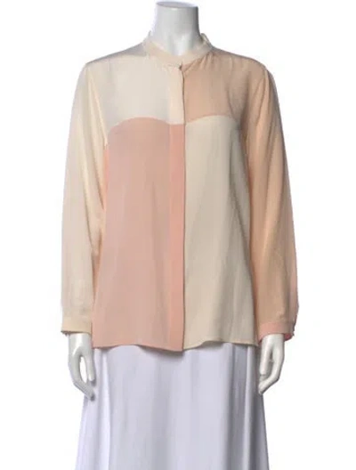 Pre-owned Akris Silk Colorblock Pattern Blouse In Neutrals