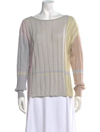 Pre-owned Akris Silk Colorblock Pattern Sweater In Gray
