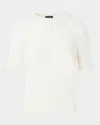 Akris Silk-cotton Pointelle Knit Short-sleeve Sweater In White