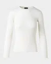 Akris Silk Cotton Rib Crewneck Sweater In White