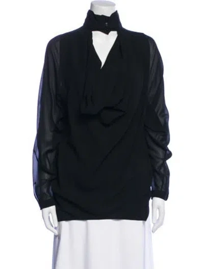 Pre-owned Akris Silk Cowl Neck Blouse In Multi