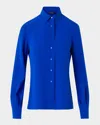 Akris Silk Crepe Button-down Tunic Blouse In Blue