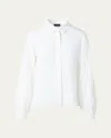 Akris Silk Crepe Pleated-sleeve Blouse