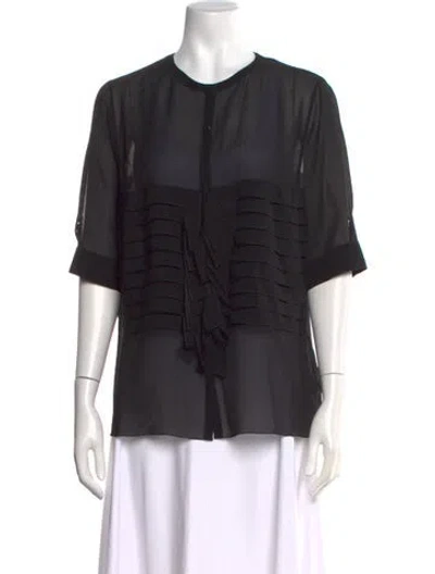 Pre-owned Akris Silk Crew Neck Blouse In Black