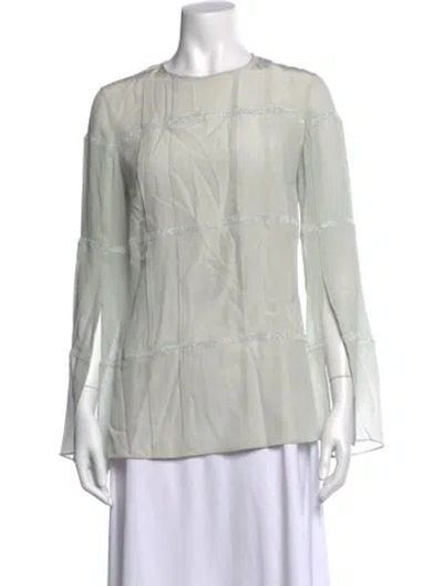 Pre-owned Akris Silk Crew Neck Blouse In Green