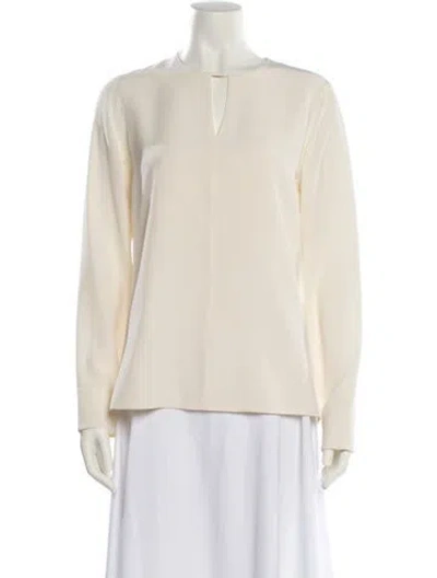 Pre-owned Akris Silk Crew Neck Blouse In Neutral