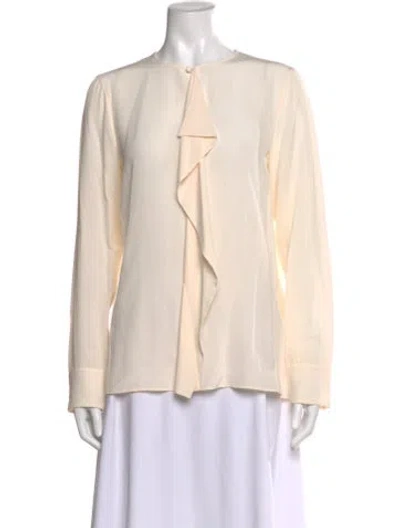 Pre-owned Akris Silk Crew Neck Blouse In Neutral