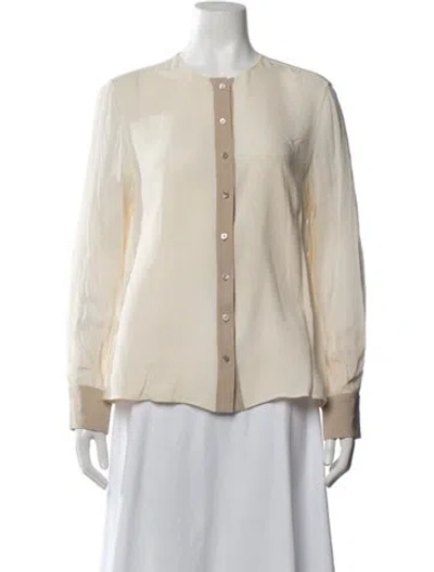 Pre-owned Akris Silk Crew Neck Blouse In Neutrals