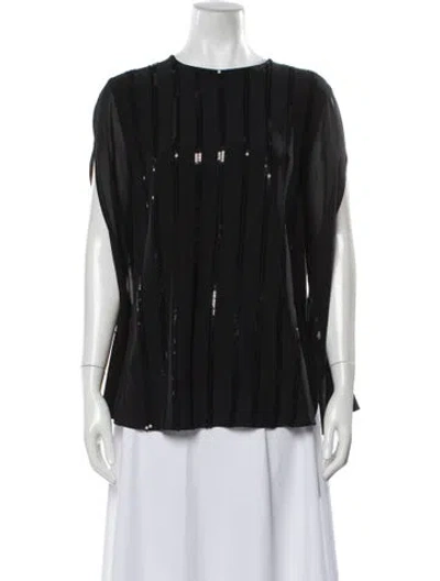 Pre-owned Akris Silk Crew Neck Blouse W/ Tags In Black