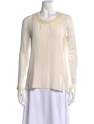 Pre-owned Akris Silk Crew Neck Blouse W/ Tags In Neutral