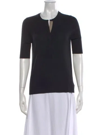 Pre-owned Akris Silk Crew Neck Sweater In Black