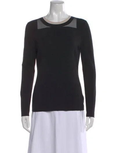 Pre-owned Akris Silk Crew Neck Sweater In Black