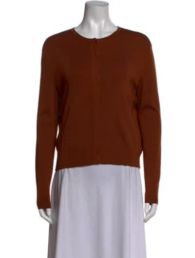 Pre-owned Akris Silk Crew Neck Sweater In Brown