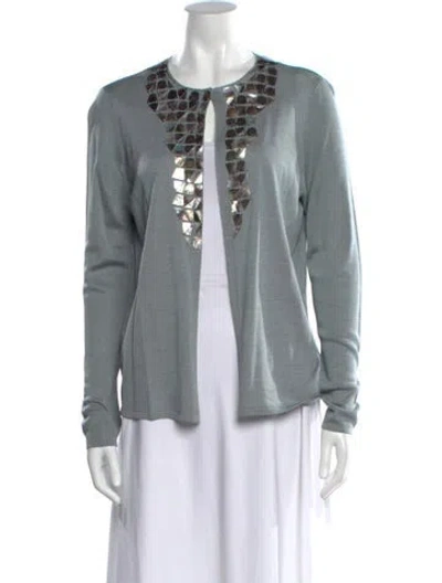 Pre-owned Akris Silk Crew Neck Sweater In Gray