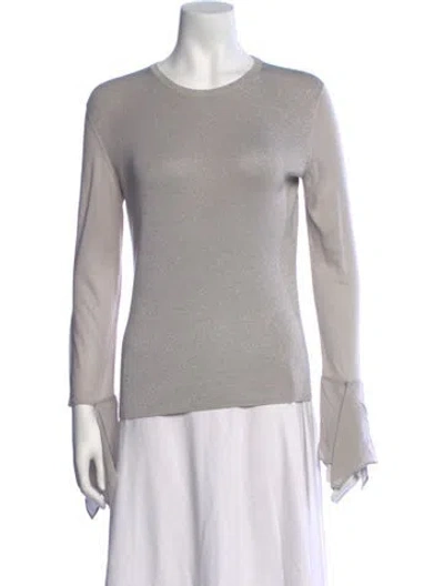 Pre-owned Akris Silk Crew Neck Sweater In Grey