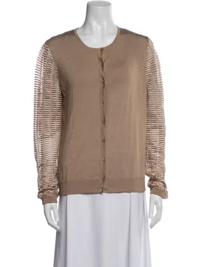 Pre-owned Akris Silk Crew Neck Sweater In Neutrals