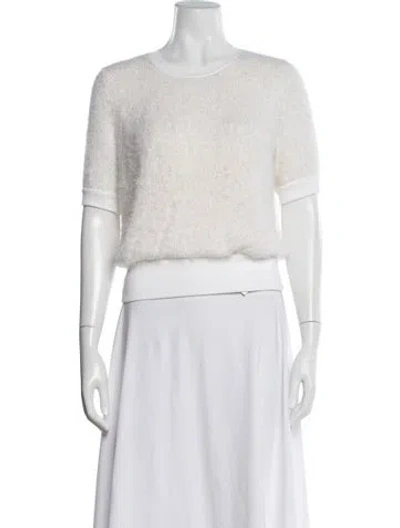 Pre-owned Akris Silk Crew Neck Sweater In White