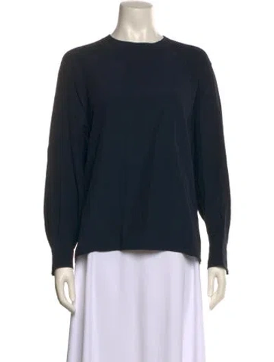 Pre-owned Akris Silk Crew Neck Sweatshirt In Blue