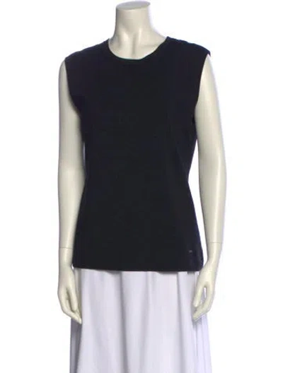 Pre-owned Akris Silk Crew Neck Top In Black