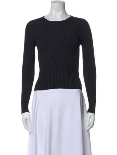 Pre-owned Akris Silk Crew Neck Top In Black