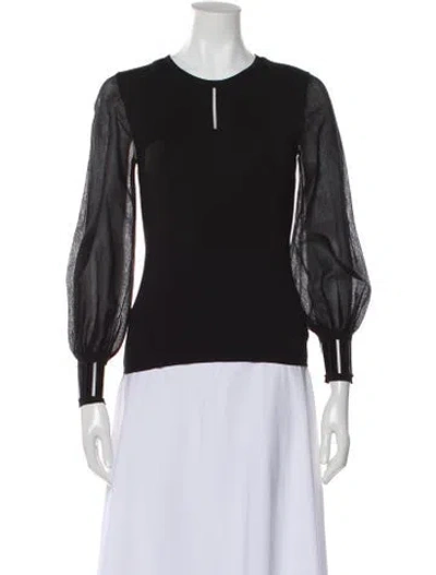 Pre-owned Akris Silk Crew Neck Top In Black