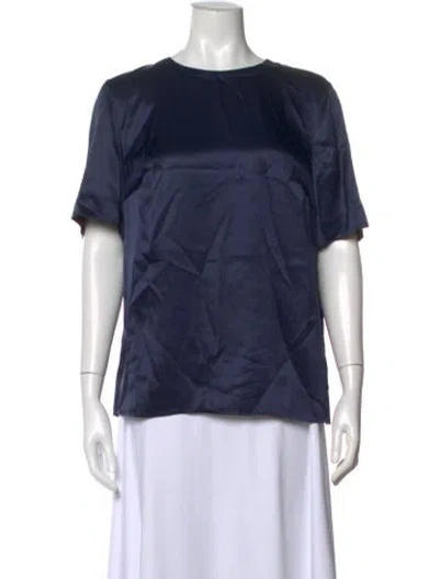Pre-owned Akris Silk Crew Neck Top In Blue