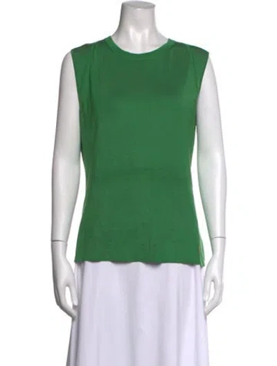 Pre-owned Akris Silk Crew Neck Top In Green