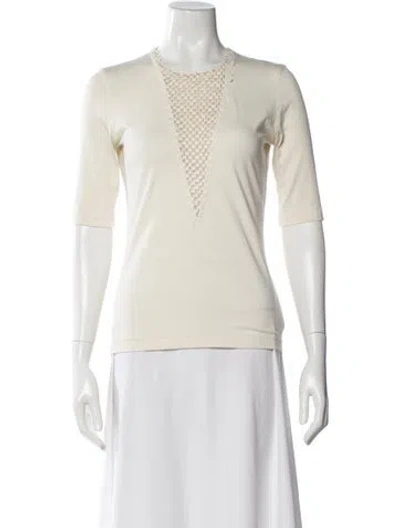 Pre-owned Akris Silk Crew Neck Top In Neutral