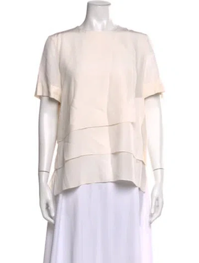 Pre-owned Akris Silk Crew Neck Top In Neutral