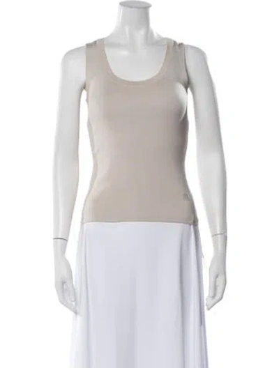 Pre-owned Akris Silk Crew Neck Top In Neutrals
