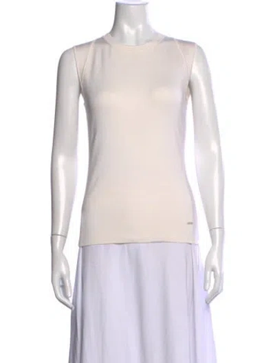 Pre-owned Akris Silk Crew Neck Top In Neutrals