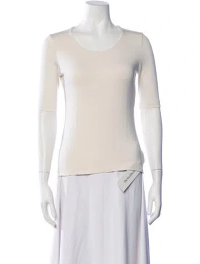 Pre-owned Akris Silk Crew Neck Top In Neutrals