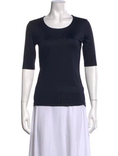 Pre-owned Akris Silk Crew Neck Top W/ Tags In Blue