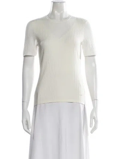 Pre-owned Akris Silk Crew Neck Top In White
