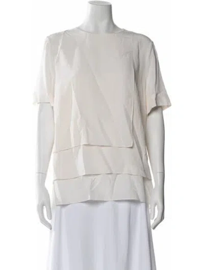 Pre-owned Akris Silk Crew Neck Top In White
