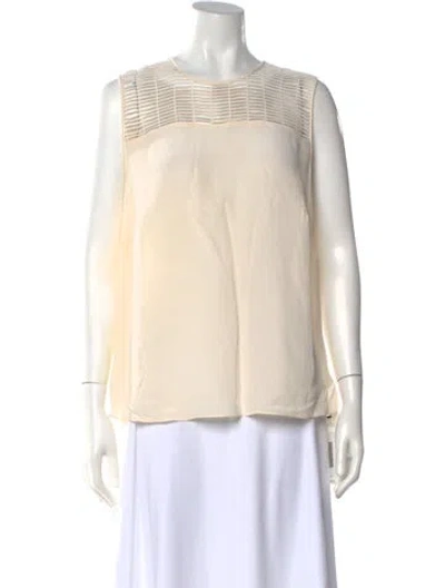 Pre-owned Akris Silk Crew Neck Top In White