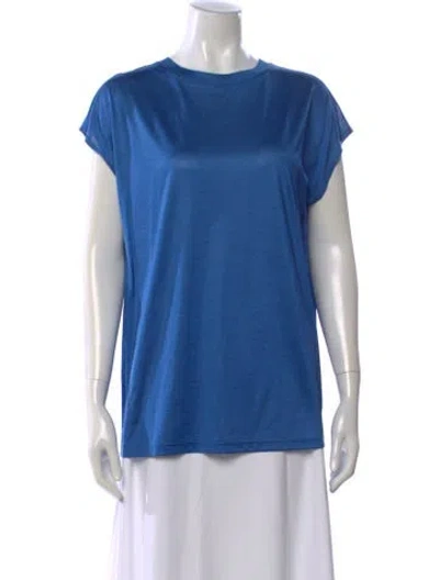 Pre-owned Akris Silk Crew Neck T-shirt W/ Tags In Blue