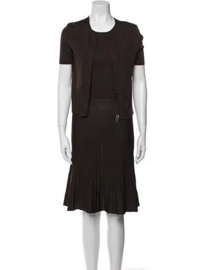 Pre-owned Akris Silk Dress Set In Brown
