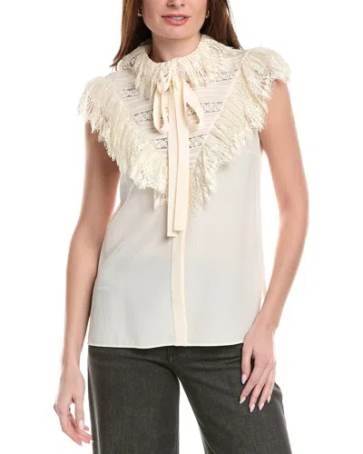 Akris Silk Embroidered Top In Neutral